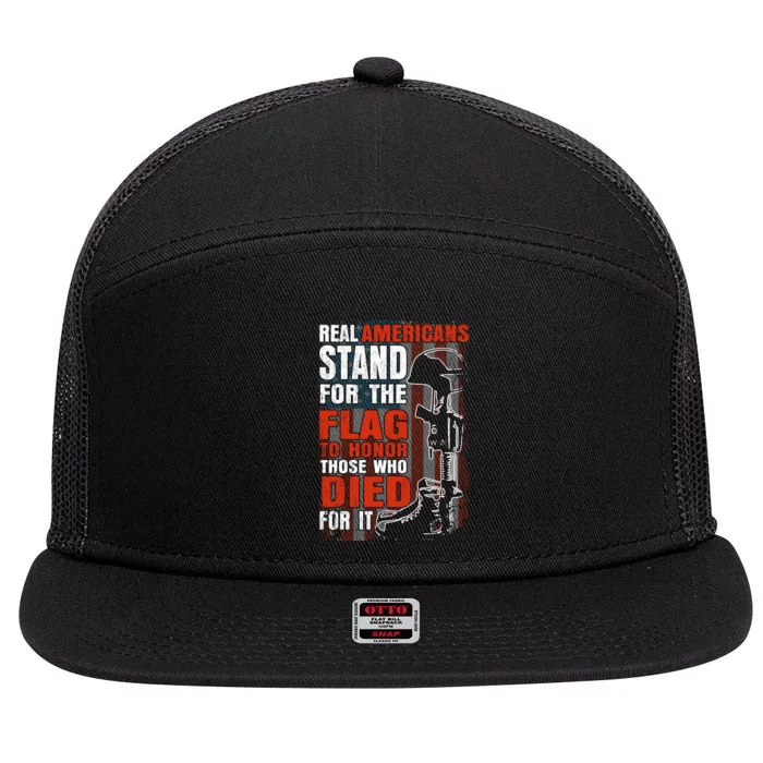 Stand For The Flag To Honor Those Who Died For It Americana / American Pride 7 Panel Mesh Trucker Snapback Hat