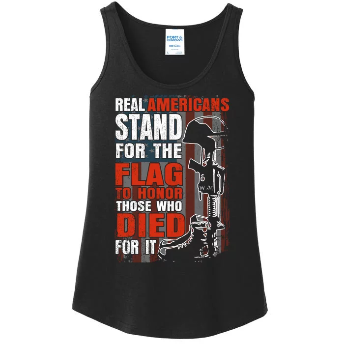 Stand For The Flag To Honor Those Who Died For It Americana / American Pride Ladies Essential Tank