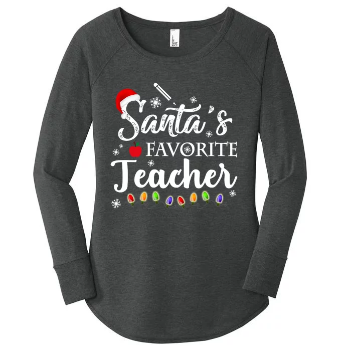 SantaS Favorite Teacher Family Matching Group Christmas Women's Perfect Tri Tunic Long Sleeve Shirt