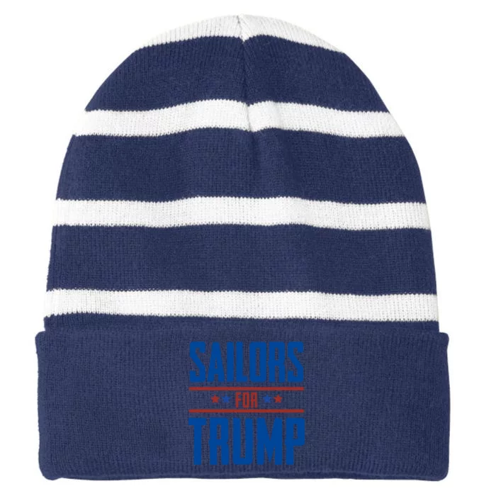 Sailors For Trump 2024 Striped Beanie with Solid Band