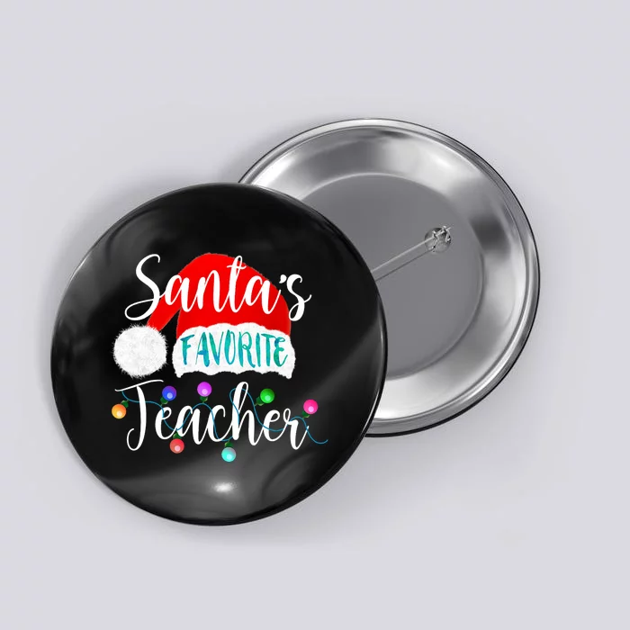 SantaS Favorite Teacher Santa Hat Christmas Light Xmas Gift Button