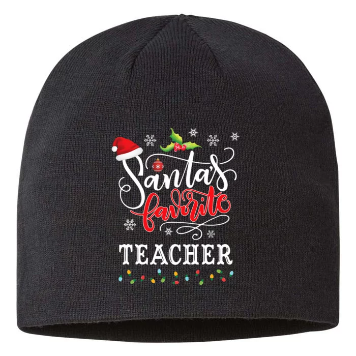 SantaS Favorite Teacher Xmas Light Santa Hat Christmas Gift 8 1/2in Sustainable Knit Beanie