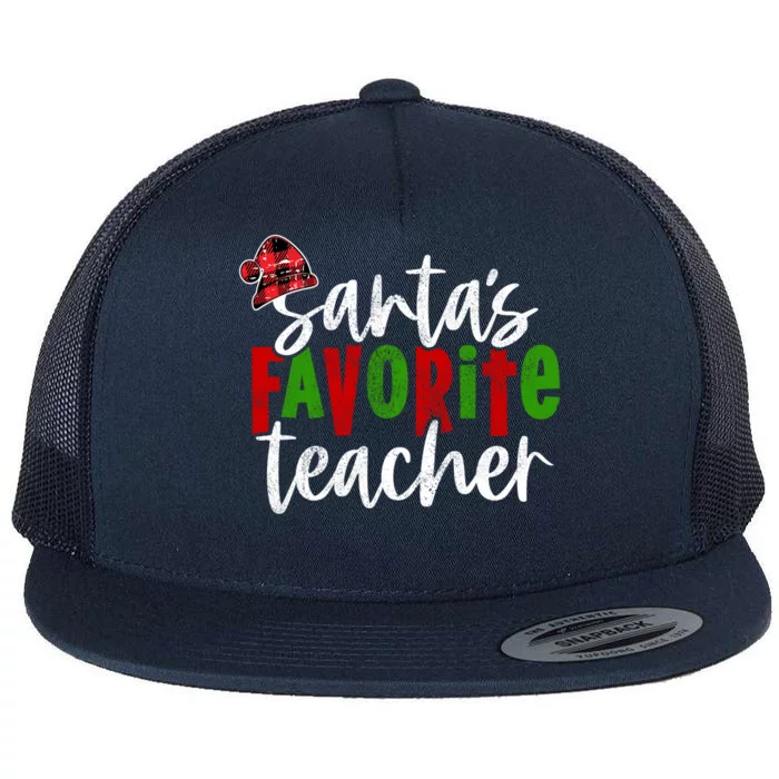 SantaS Favorite Teacher Christmas Teacher Gift Flat Bill Trucker Hat