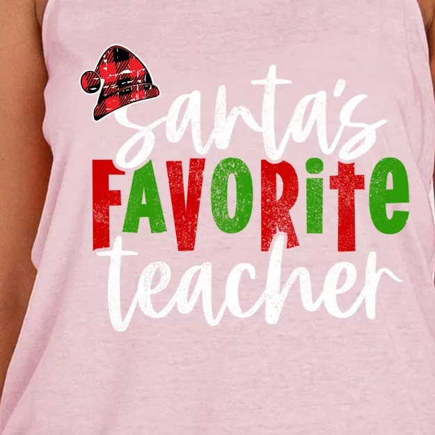 SantaS Favorite Teacher Christmas Teacher Gift Women's Knotted Racerback Tank