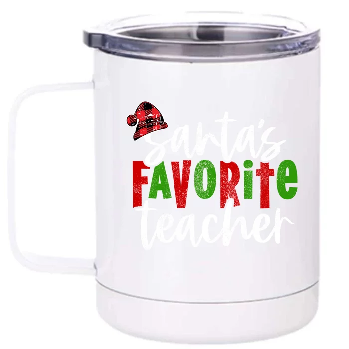 SantaS Favorite Teacher Christmas Teacher Gift Front & Back 12oz Stainless Steel Tumbler Cup