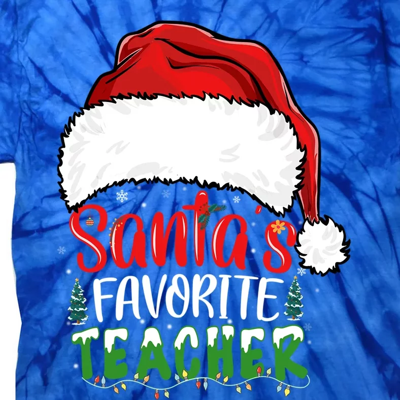 SantaS Favorite Teacher Funny Christmas Teacher Gift Tie-Dye T-Shirt