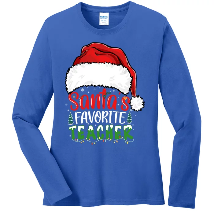 SantaS Favorite Teacher Funny Christmas Teacher Gift Ladies Long Sleeve Shirt