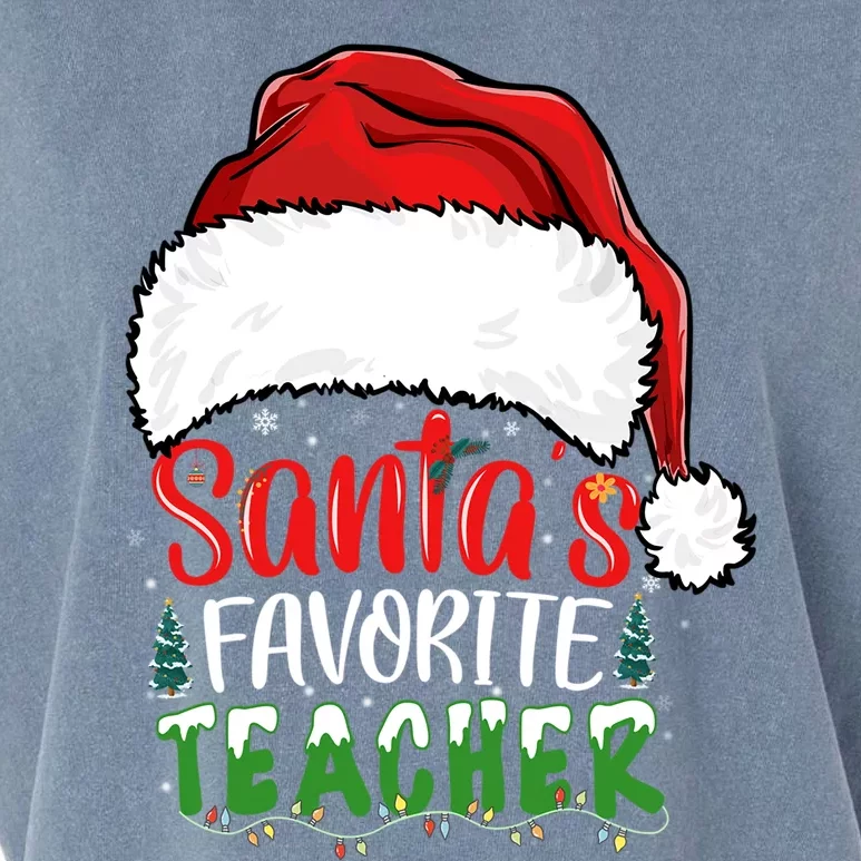 SantaS Favorite Teacher Funny Christmas Teacher Gift Garment-Dyed Women's Muscle Tee