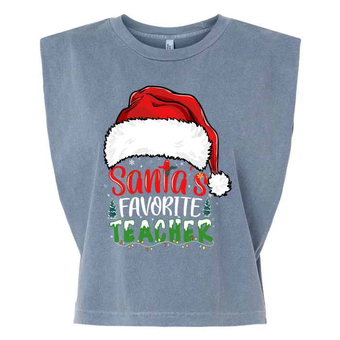 SantaS Favorite Teacher Funny Christmas Teacher Gift Garment-Dyed Women's Muscle Tee