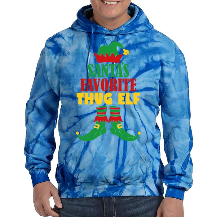 SantaS Favorite Thug Elf Christmas Matching Holiday Gift Tie Dye Hoodie