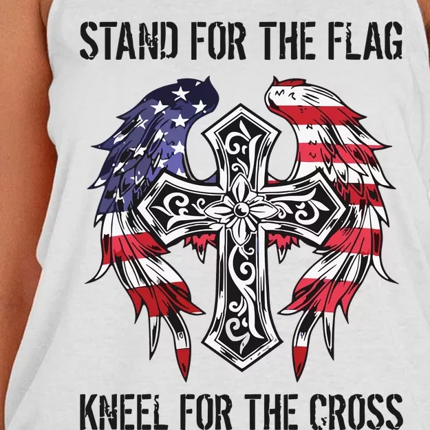 Stand For The Flag Kneel For The Cross Women's Knotted Racerback Tank