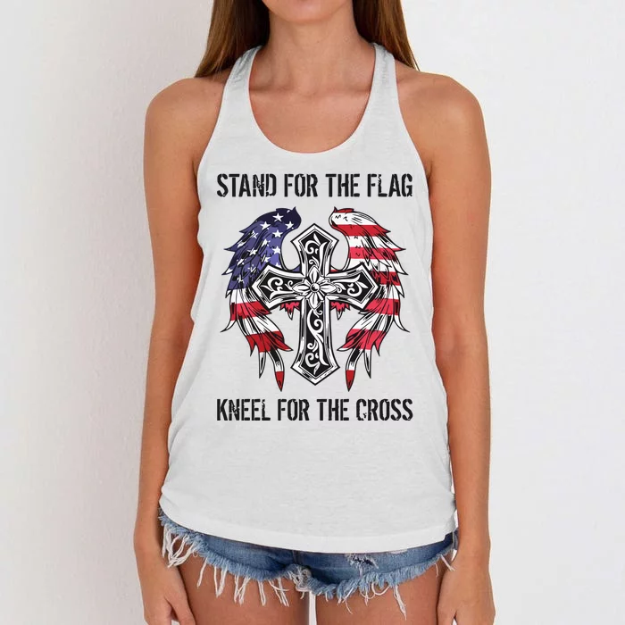 Stand For The Flag Kneel For The Cross Women's Knotted Racerback Tank