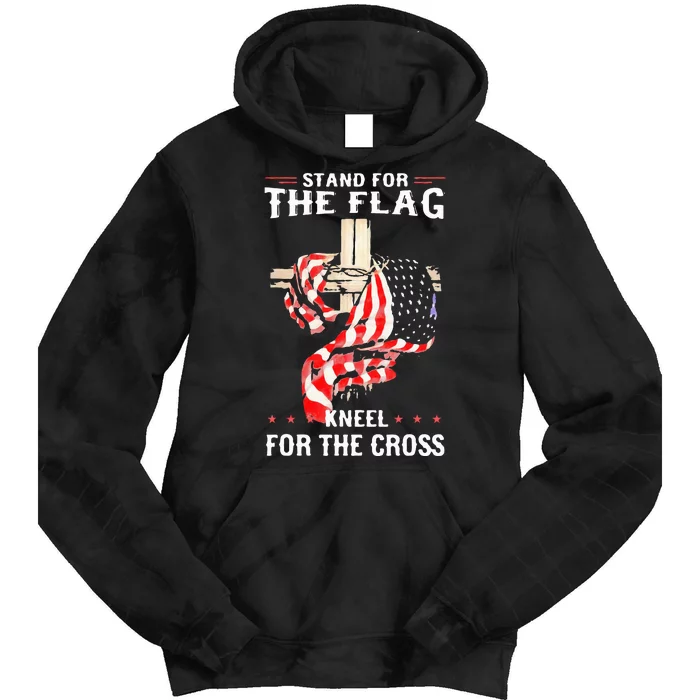 Stand For The Flag Kneel For The Cross Usa Flag Tie Dye Hoodie