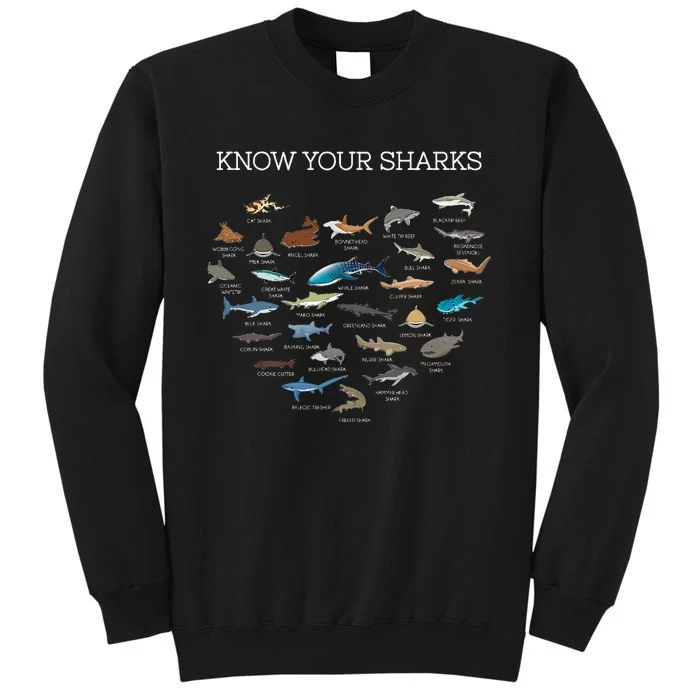 Shark Faces Types Of Sharks Gift Marine Biology Ocean Shark Sweatshirt