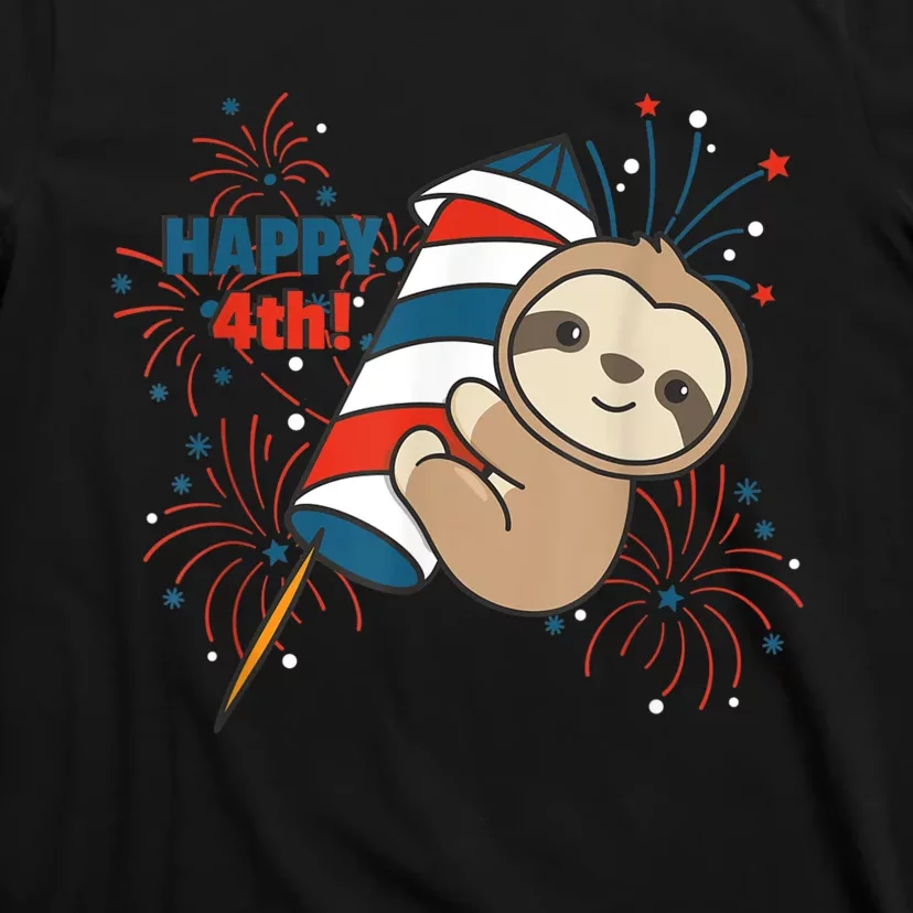 Sloth For The Fourth Of July Fireworks Kids T-Shirt