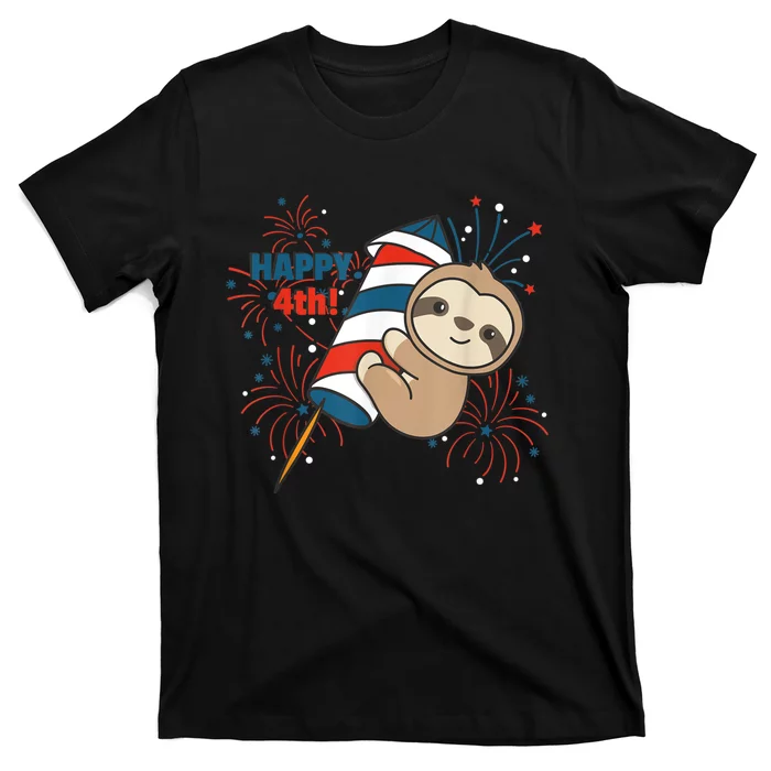 Sloth For The Fourth Of July Fireworks Kids T-Shirt