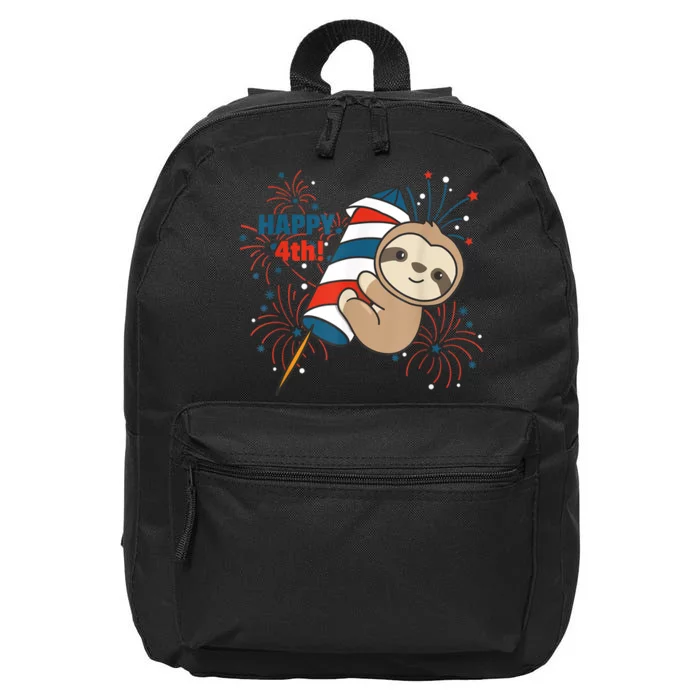 Sloth For The Fourth Of July Fireworks Kids 16 in Basic Backpack