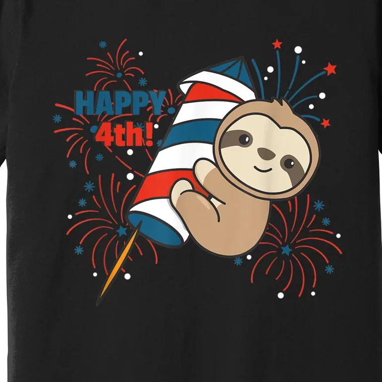 Sloth For The Fourth Of July Fireworks Kids Premium T-Shirt