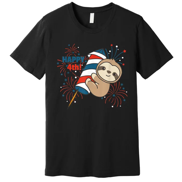 Sloth For The Fourth Of July Fireworks Kids Premium T-Shirt