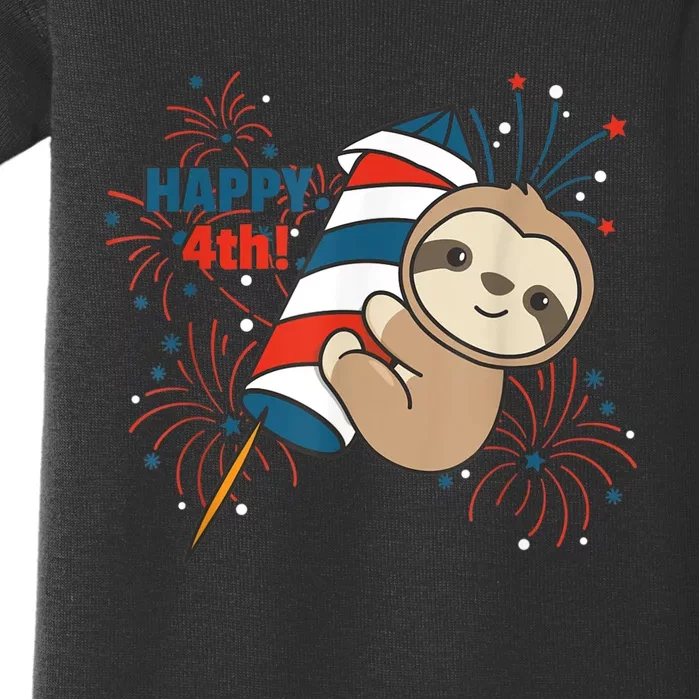 Sloth For The Fourth Of July Fireworks Kids Baby Bodysuit