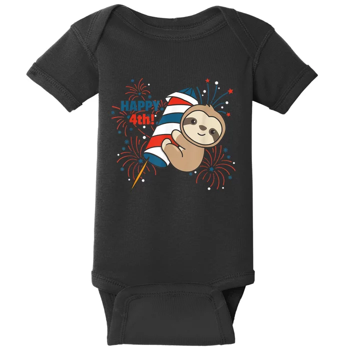 Sloth For The Fourth Of July Fireworks Kids Baby Bodysuit