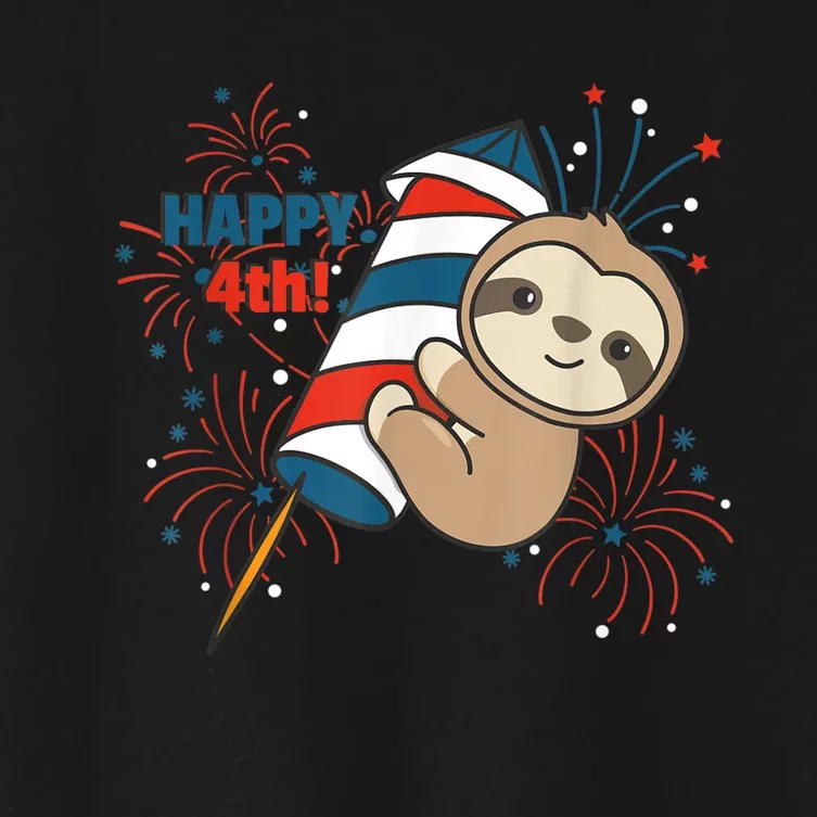 Sloth For The Fourth Of July Fireworks Kids Women's Crop Top Tee