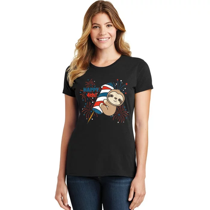 Sloth For The Fourth Of July Fireworks Kids Women's T-Shirt