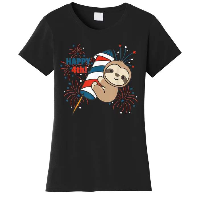 Sloth For The Fourth Of July Fireworks Kids Women's T-Shirt