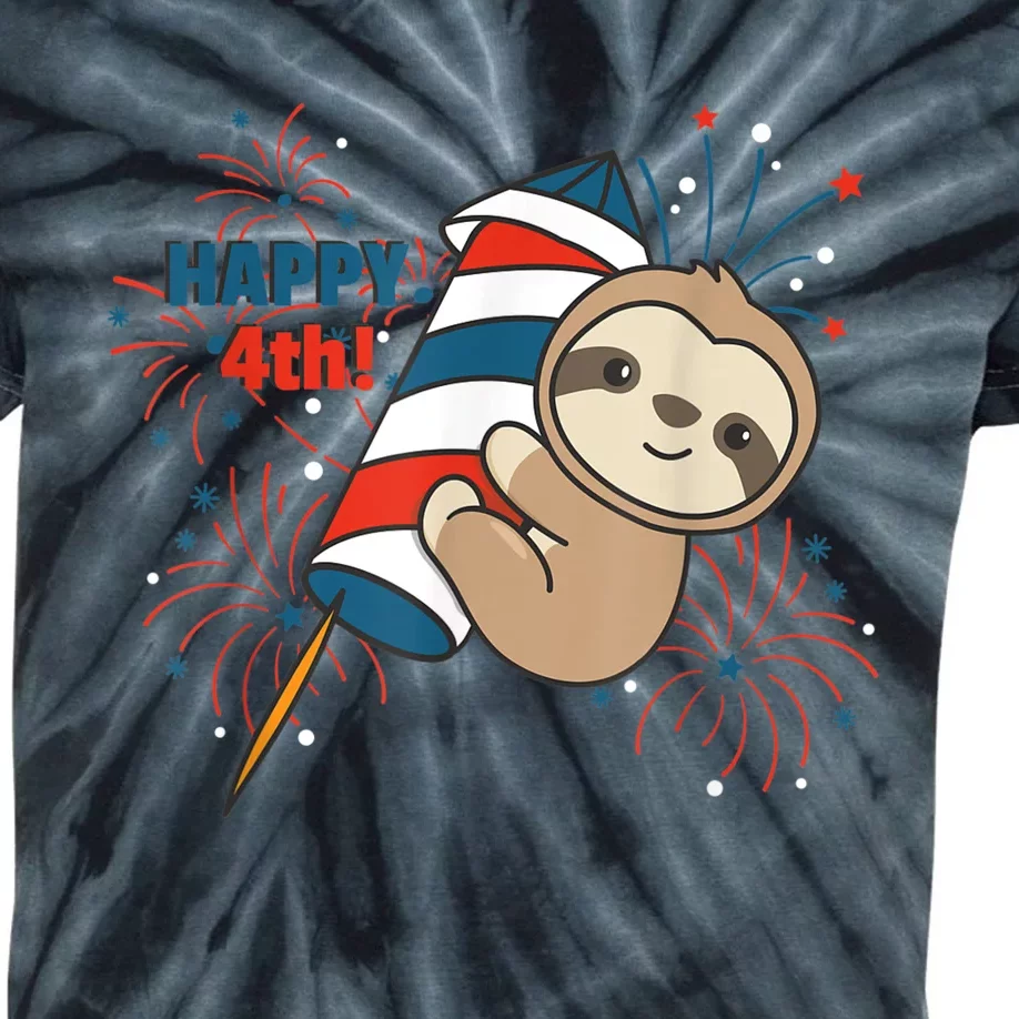 Sloth For The Fourth Of July Fireworks Kids Kids Tie-Dye T-Shirt