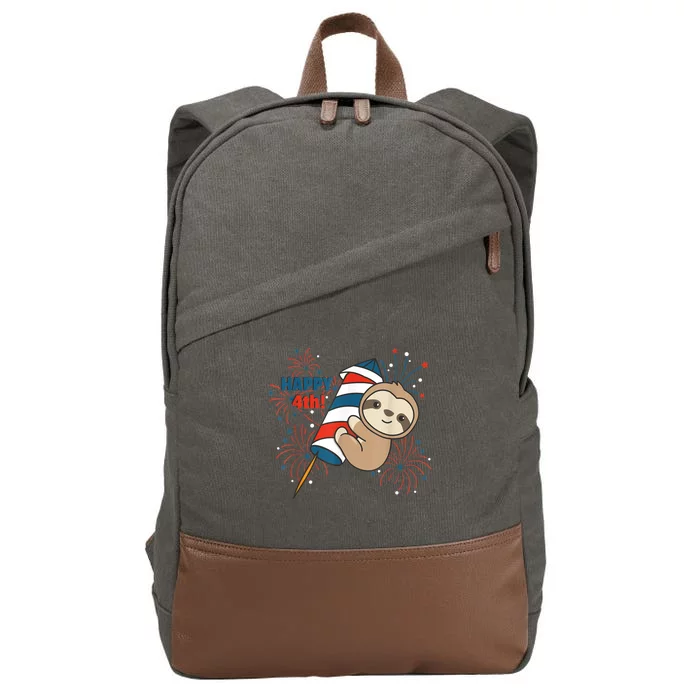 Sloth For The Fourth Of July Fireworks Kids Cotton Canvas Backpack