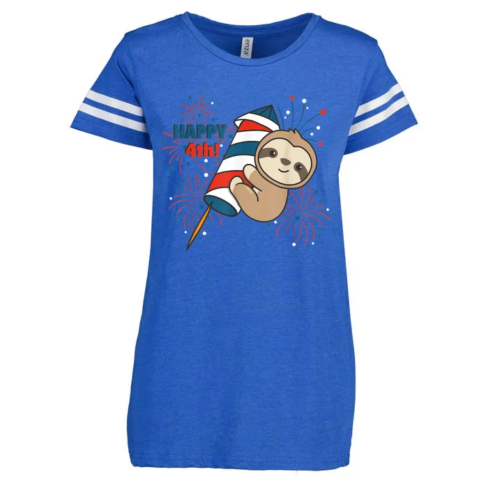 Sloth For The Fourth Of July Fireworks Kids Enza Ladies Jersey Football T-Shirt