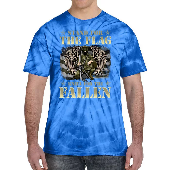 Stand For The Flag Kneel For The Fallen Honor Armed Forces Cute Gift Tie-Dye T-Shirt