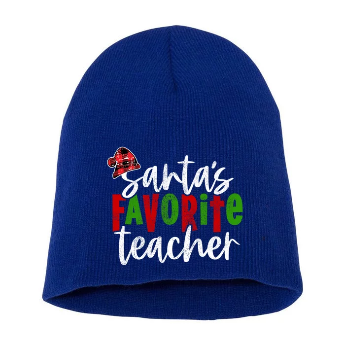 SantaS Favorite Teacher Christmas Teacher Funny Gift Short Acrylic Beanie