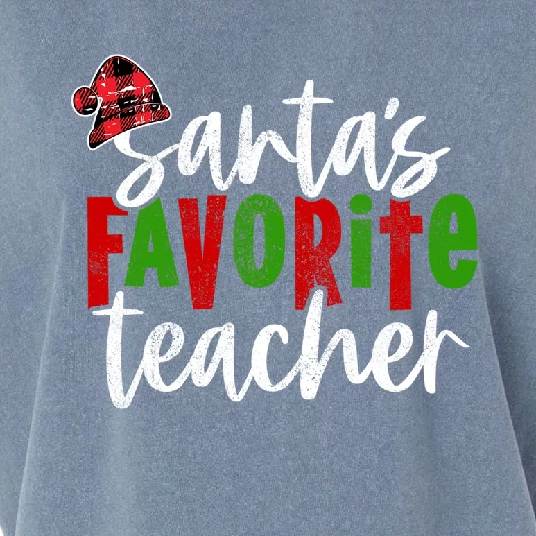 SantaS Favorite Teacher Christmas Teacher Funny Gift Garment-Dyed Women's Muscle Tee