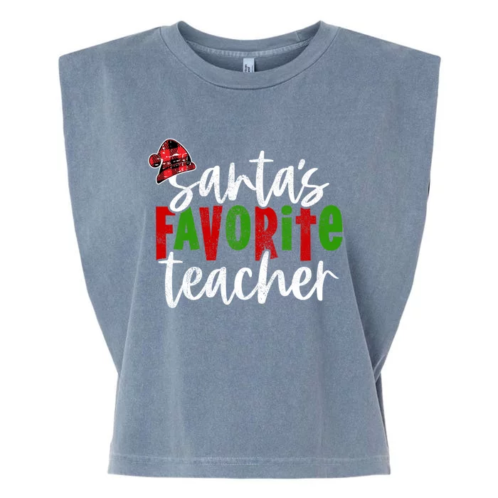 SantaS Favorite Teacher Christmas Teacher Funny Gift Garment-Dyed Women's Muscle Tee