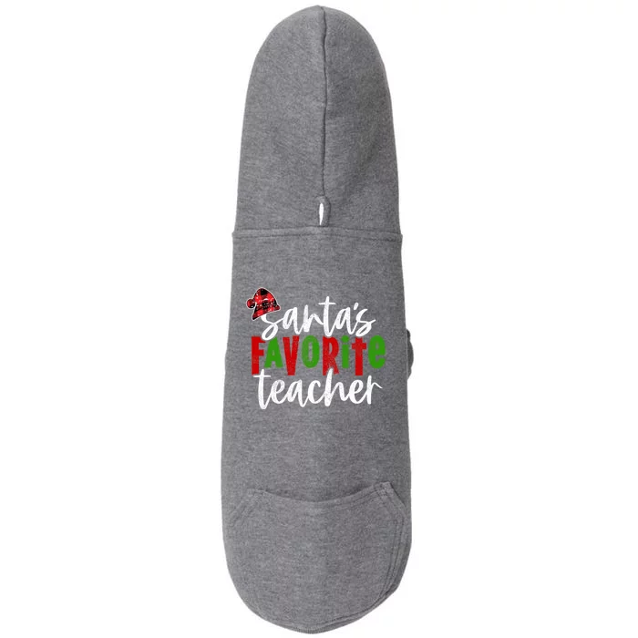 SantaS Favorite Teacher Christmas Teacher Funny Gift Doggie 3-End Fleece Hoodie