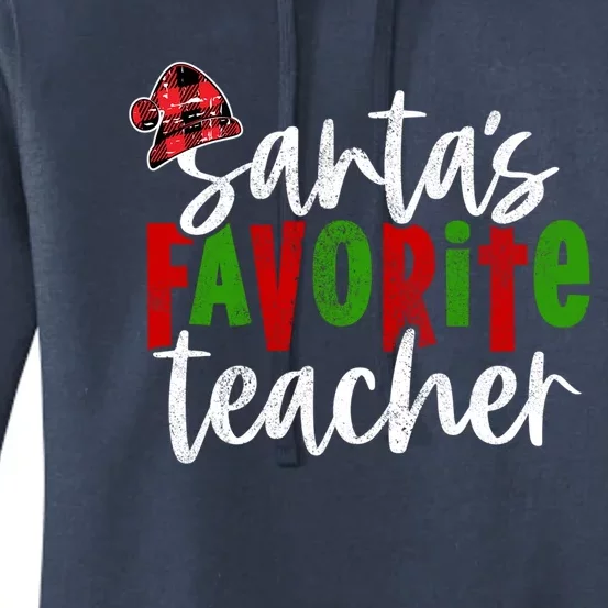 SantaS Favorite Teacher Christmas Teacher Funny Gift Women's Pullover Hoodie