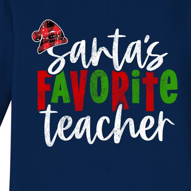 SantaS Favorite Teacher Christmas Teacher Funny Gift Baby Long Sleeve Bodysuit