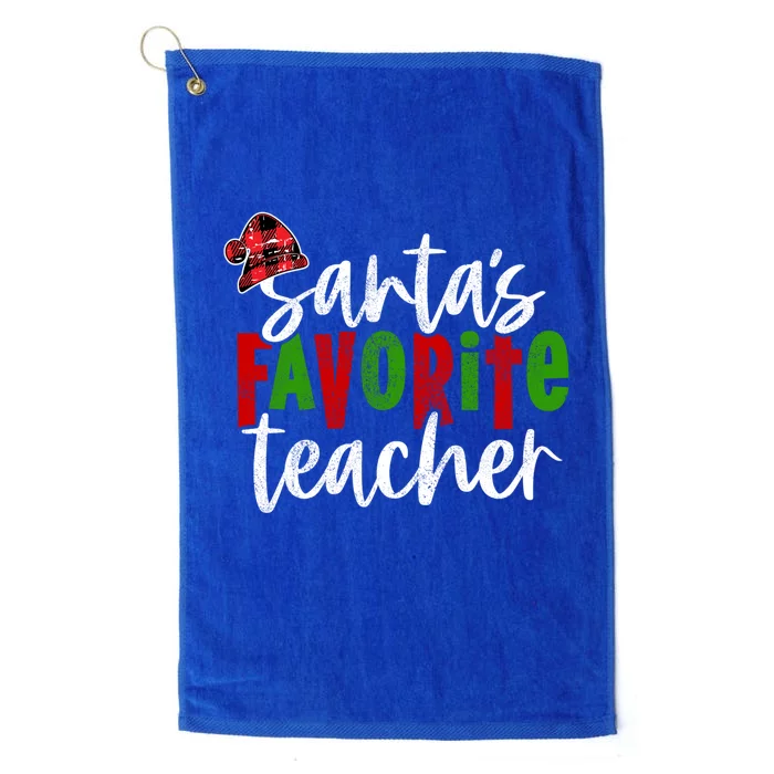 SantaS Favorite Teacher Christmas Teacher Funny Gift Platinum Collection Golf Towel