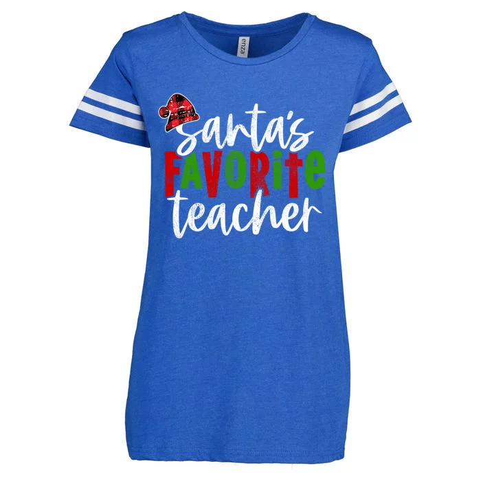 SantaS Favorite Teacher Christmas Teacher Funny Gift Enza Ladies Jersey Football T-Shirt