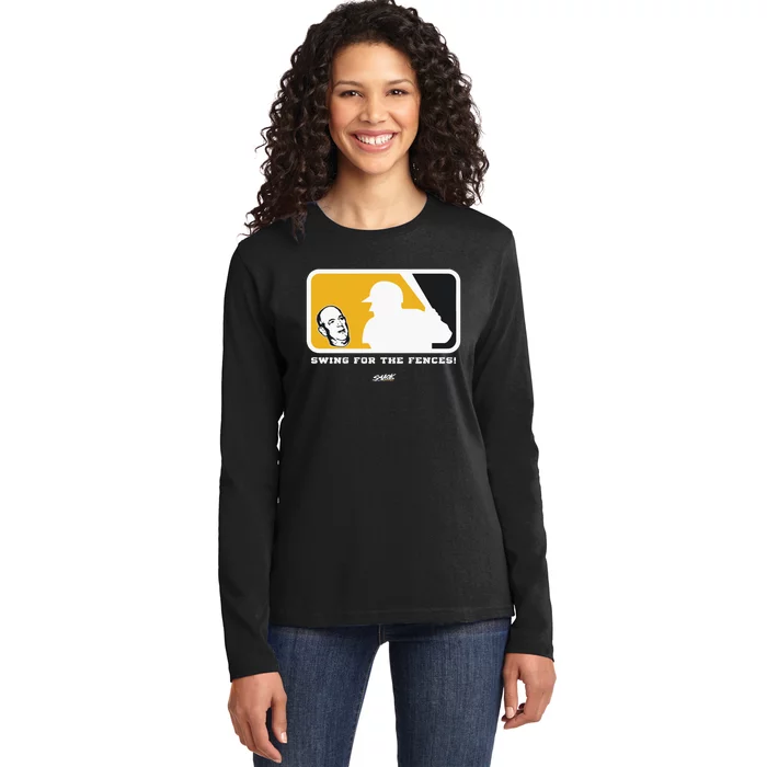 Swing For The Fences Oakland Baseball Fans Ladies Long Sleeve Shirt