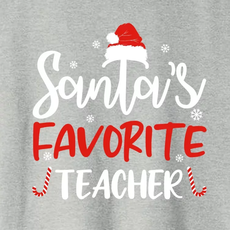 SantaS Favorite Teacher Funny Santa Hat Christmas Funny Gift Cool Gift Women's Crop Top Tee