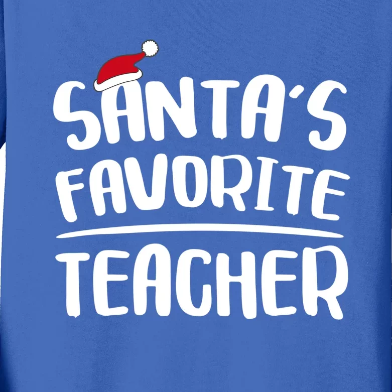 SantaS Favorite Teacher Cool Gift Christmas Gift Cute Gift Kids Long Sleeve Shirt