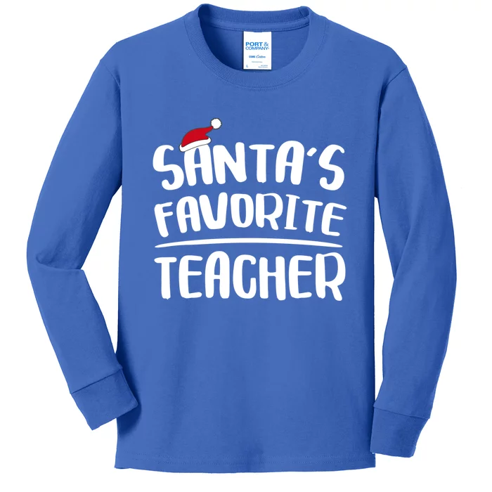 SantaS Favorite Teacher Cool Gift Christmas Gift Cute Gift Kids Long Sleeve Shirt