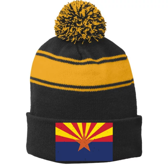 State Flag Tees Vintage Arizona Az State Flag Stripe Pom Pom Beanie