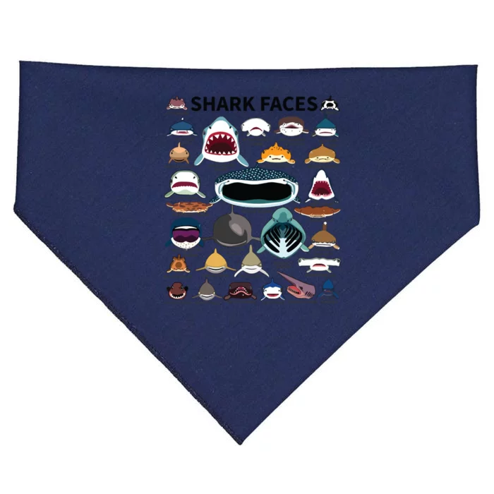 Shark Faces Type Of Shark Shark Faces Of All Kinds USA-Made Doggie Bandana