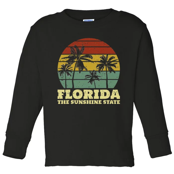 Summer Florida The Sunshine State Surf Style Toddler Long Sleeve Shirt