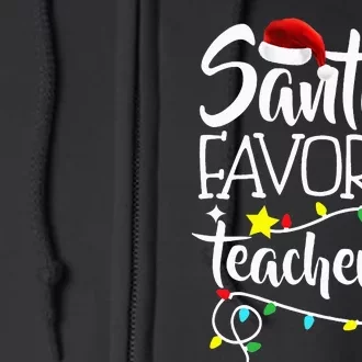 Santa's Favorite Teacher Christmas lights Santa Gifts Xmas Full Zip Hoodie