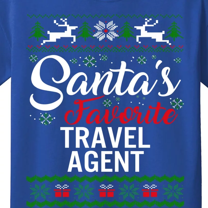 Santas Favorite Travel Agent Christmas Ugly Family Funny Gift Kids T-Shirt