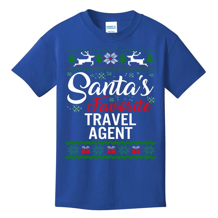 Santas Favorite Travel Agent Christmas Ugly Family Funny Gift Kids T-Shirt